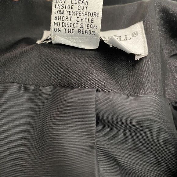 Adrianna Papell VTG Gorgeous Black Beaded Velvet Jacket With Satin Trims Size 10 - Picture 7 of 7